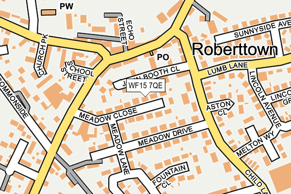 WF15 7QE map - OS OpenMap – Local (Ordnance Survey)