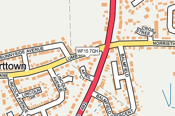 WF15 7QH map - OS OpenMap – Local (Ordnance Survey)