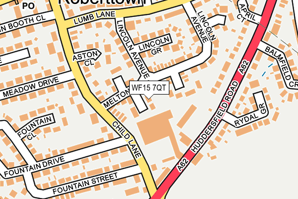 WF15 7QT map - OS OpenMap – Local (Ordnance Survey)