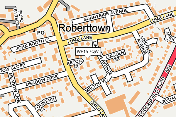 WF15 7QW map - OS OpenMap – Local (Ordnance Survey)