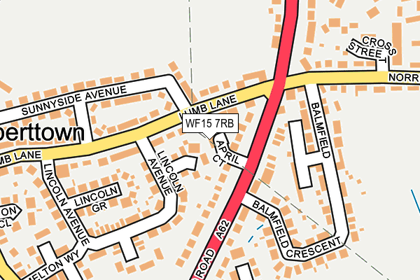 WF15 7RB map - OS OpenMap – Local (Ordnance Survey)