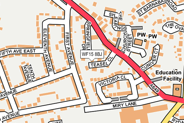 WF15 8BJ map - OS OpenMap – Local (Ordnance Survey)