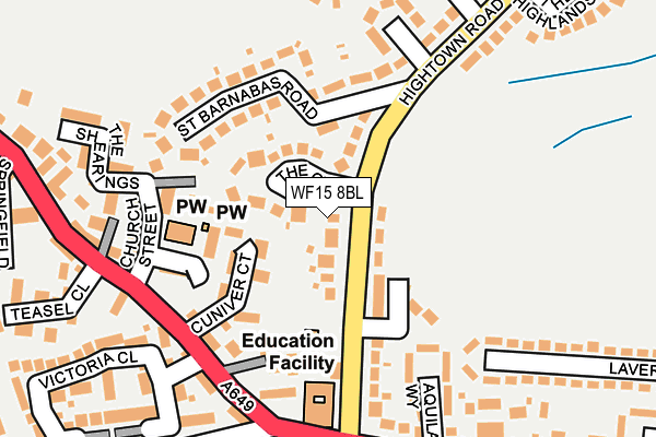 WF15 8BL map - OS OpenMap – Local (Ordnance Survey)