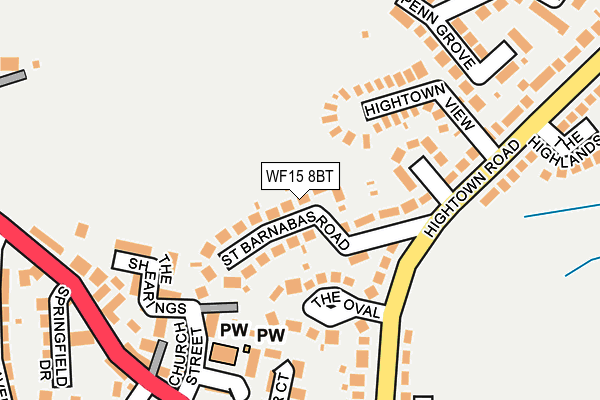 WF15 8BT map - OS OpenMap – Local (Ordnance Survey)