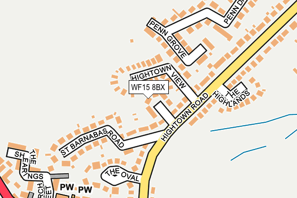 WF15 8BX map - OS OpenMap – Local (Ordnance Survey)