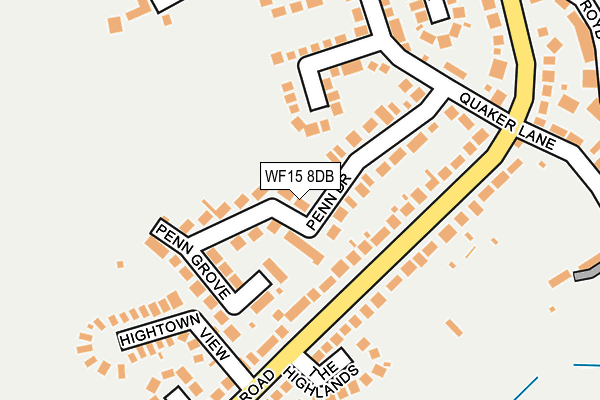 WF15 8DB map - OS OpenMap – Local (Ordnance Survey)