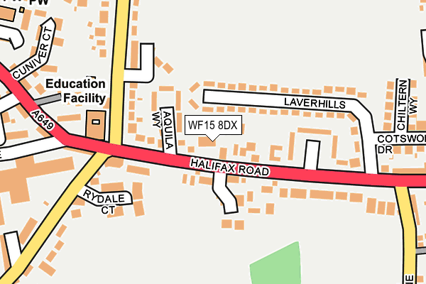 WF15 8DX map - OS OpenMap – Local (Ordnance Survey)