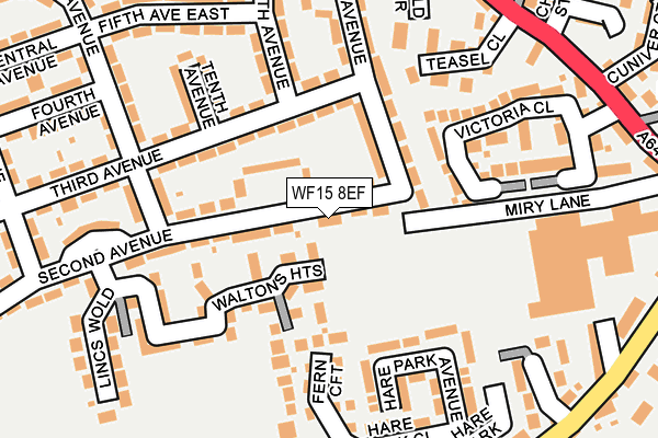 WF15 8EF map - OS OpenMap – Local (Ordnance Survey)