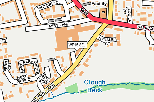 WF15 8EJ map - OS OpenMap – Local (Ordnance Survey)