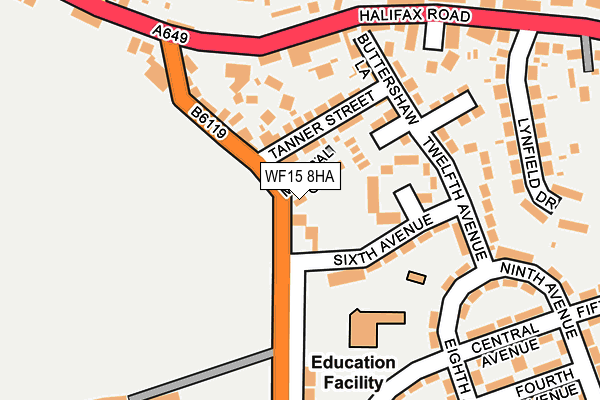 WF15 8HA map - OS OpenMap – Local (Ordnance Survey)