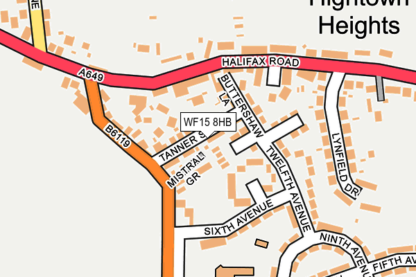 WF15 8HB map - OS OpenMap – Local (Ordnance Survey)