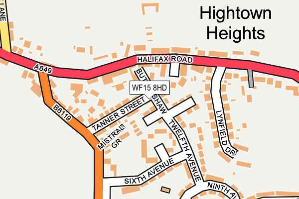 WF15 8HD map - OS OpenMap – Local (Ordnance Survey)