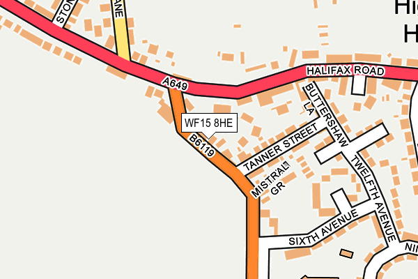 WF15 8HE map - OS OpenMap – Local (Ordnance Survey)