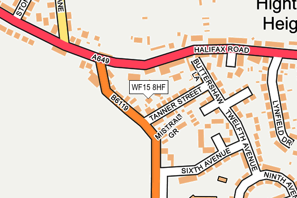 WF15 8HF map - OS OpenMap – Local (Ordnance Survey)