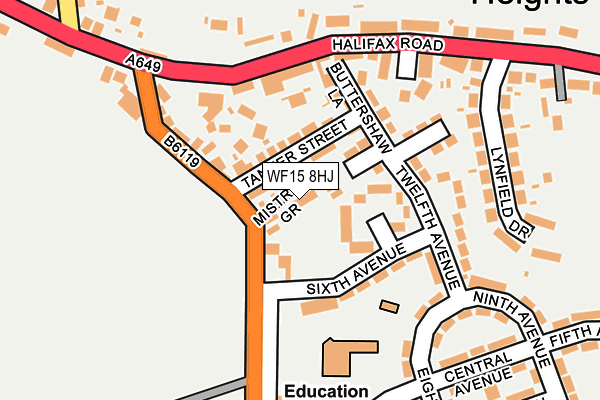 WF15 8HJ map - OS OpenMap – Local (Ordnance Survey)