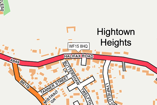 WF15 8HQ map - OS OpenMap – Local (Ordnance Survey)