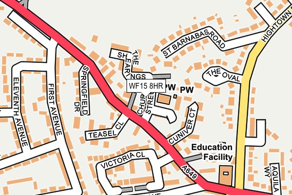 WF15 8HR map - OS OpenMap – Local (Ordnance Survey)