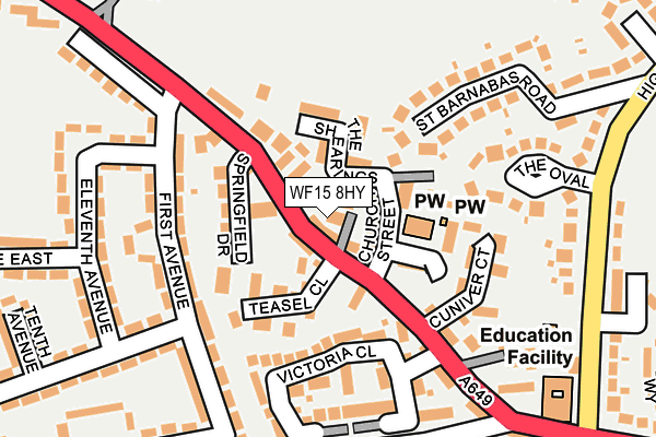 WF15 8HY map - OS OpenMap – Local (Ordnance Survey)