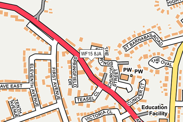 WF15 8JA map - OS OpenMap – Local (Ordnance Survey)