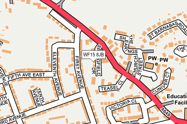 WF15 8JB map - OS OpenMap – Local (Ordnance Survey)