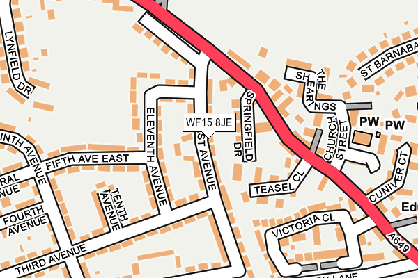 WF15 8JE map - OS OpenMap – Local (Ordnance Survey)