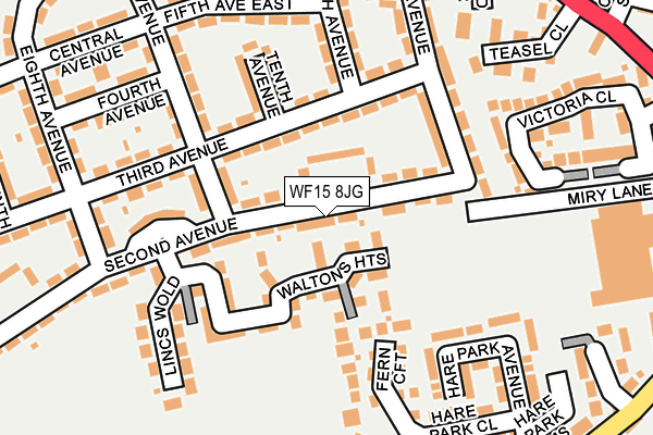 WF15 8JG map - OS OpenMap – Local (Ordnance Survey)