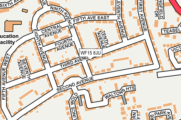 WF15 8JU map - OS OpenMap – Local (Ordnance Survey)