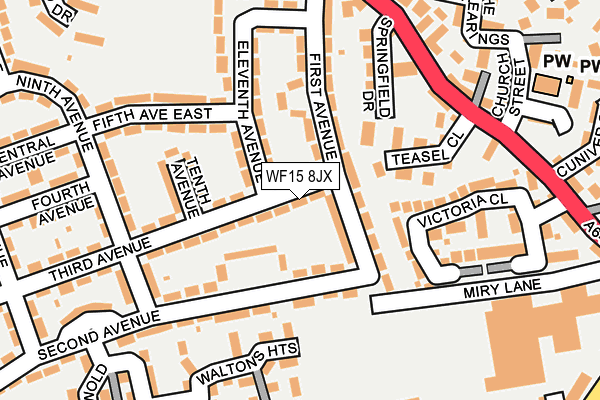 WF15 8JX map - OS OpenMap – Local (Ordnance Survey)
