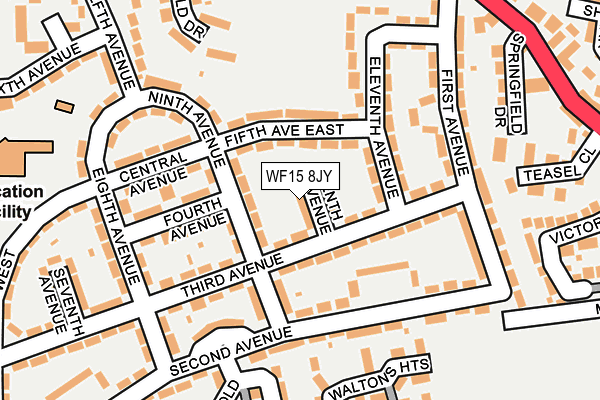 WF15 8JY map - OS OpenMap – Local (Ordnance Survey)