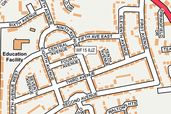 WF15 8JZ map - OS OpenMap – Local (Ordnance Survey)