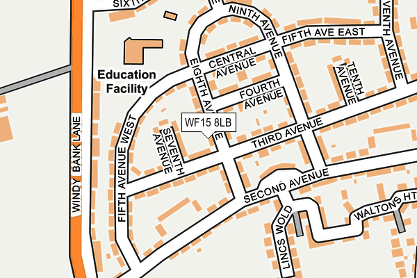 WF15 8LB map - OS OpenMap – Local (Ordnance Survey)