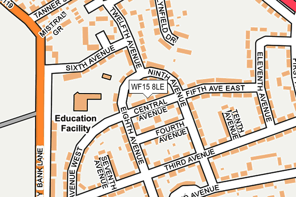 WF15 8LE map - OS OpenMap – Local (Ordnance Survey)