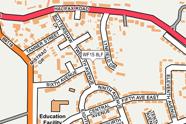 WF15 8LF map - OS OpenMap – Local (Ordnance Survey)