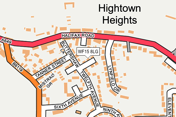 WF15 8LG map - OS OpenMap – Local (Ordnance Survey)