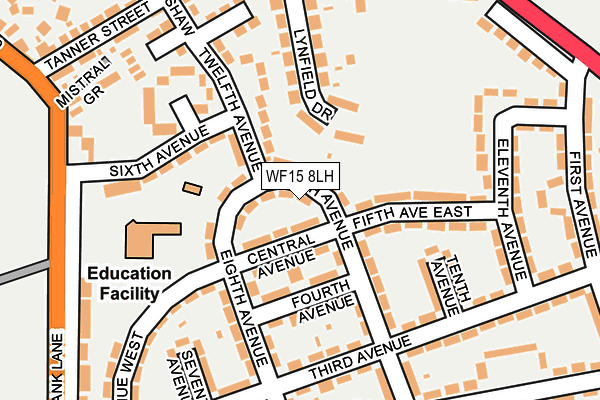 WF15 8LH map - OS OpenMap – Local (Ordnance Survey)