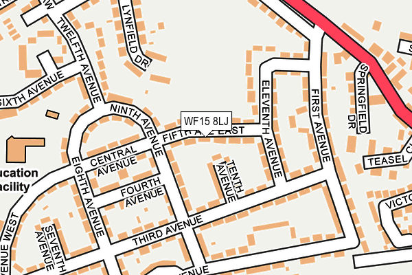 WF15 8LJ map - OS OpenMap – Local (Ordnance Survey)
