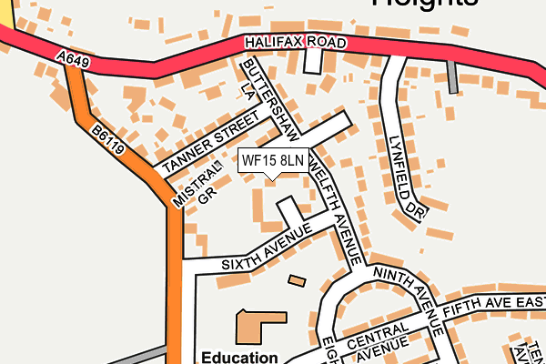 WF15 8LN map - OS OpenMap – Local (Ordnance Survey)