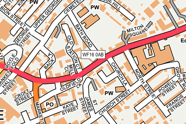 WF16 0AB map - OS OpenMap – Local (Ordnance Survey)