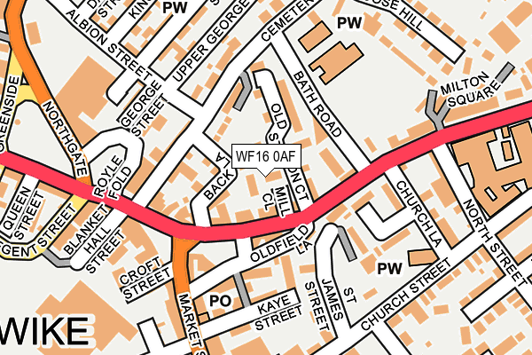 WF16 0AF map - OS OpenMap – Local (Ordnance Survey)