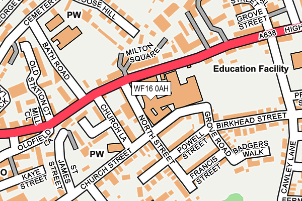 WF16 0AH map - OS OpenMap – Local (Ordnance Survey)