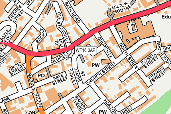 WF16 0AP map - OS OpenMap – Local (Ordnance Survey)