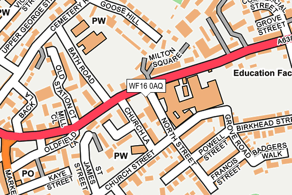 WF16 0AQ map - OS OpenMap – Local (Ordnance Survey)