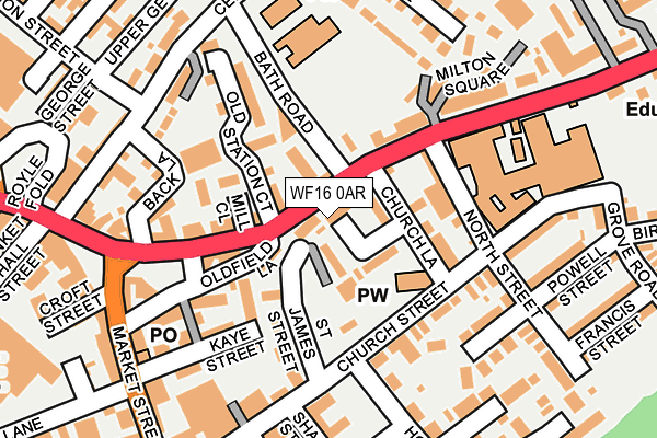 WF16 0AR map - OS OpenMap – Local (Ordnance Survey)