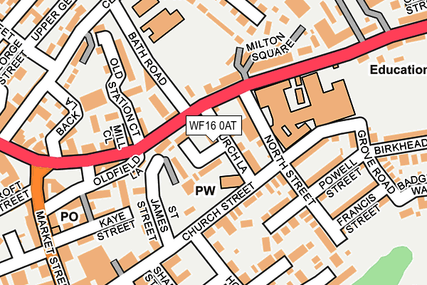 WF16 0AT map - OS OpenMap – Local (Ordnance Survey)