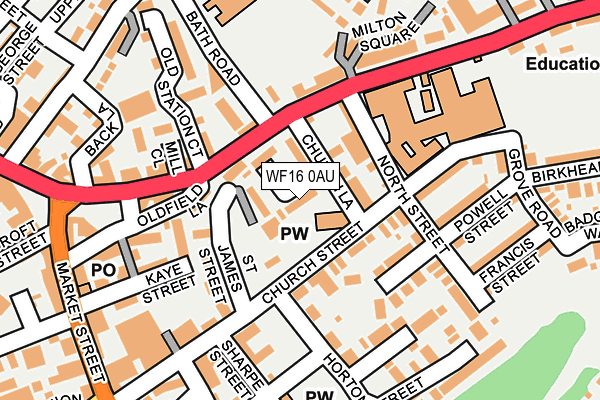 WF16 0AU map - OS OpenMap – Local (Ordnance Survey)