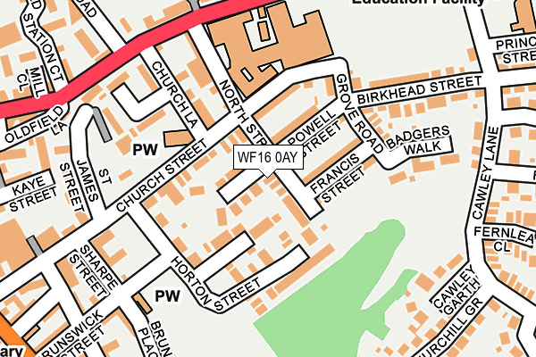 WF16 0AY map - OS OpenMap – Local (Ordnance Survey)