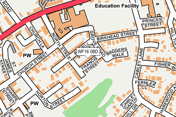WF16 0BD map - OS OpenMap – Local (Ordnance Survey)