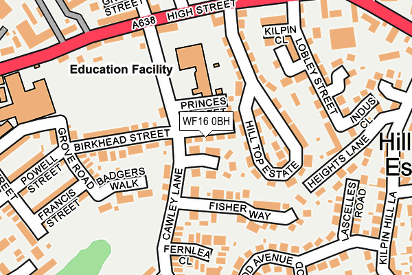 WF16 0BH map - OS OpenMap – Local (Ordnance Survey)