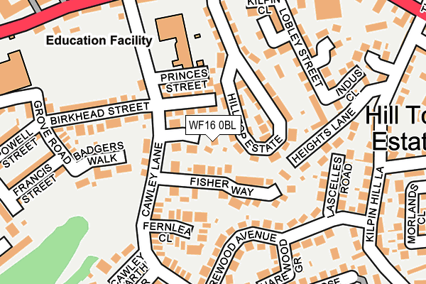 WF16 0BL map - OS OpenMap – Local (Ordnance Survey)