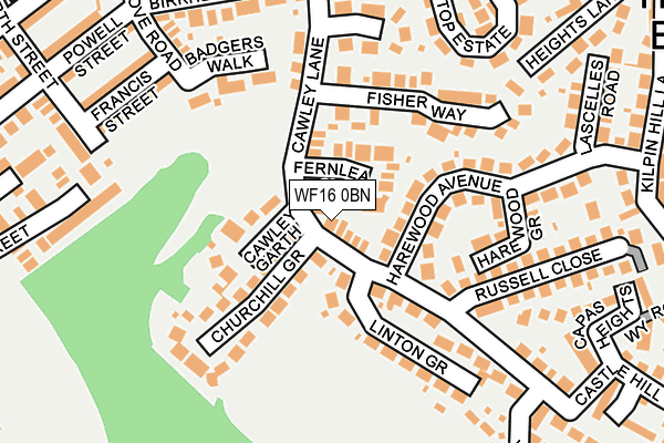 WF16 0BN map - OS OpenMap – Local (Ordnance Survey)